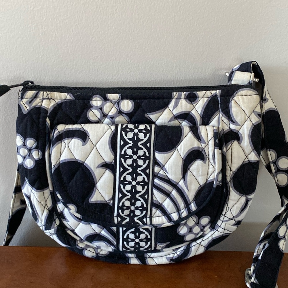 Vera Bradley Black and White Floral Lizzy Crossbody Bag